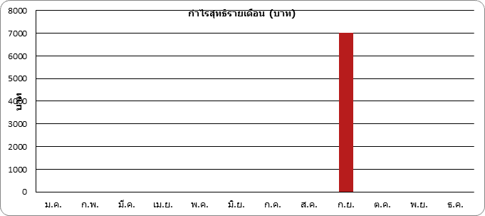 กราฟกำไรสุทธิรายเดือนจากชีตสรุป